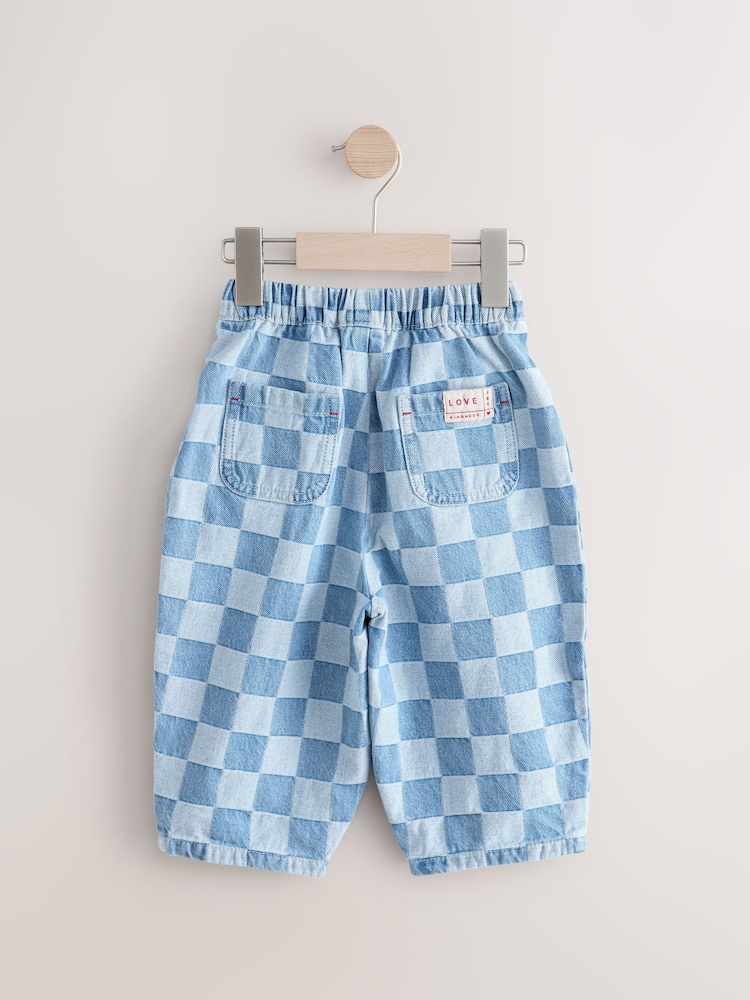 Denim Checkerboard - מכנסי ג'ינס בגזרת חבית, %100 כותנה (גיל 3 חודשים עד 7 שנים) - Image 5 of 8