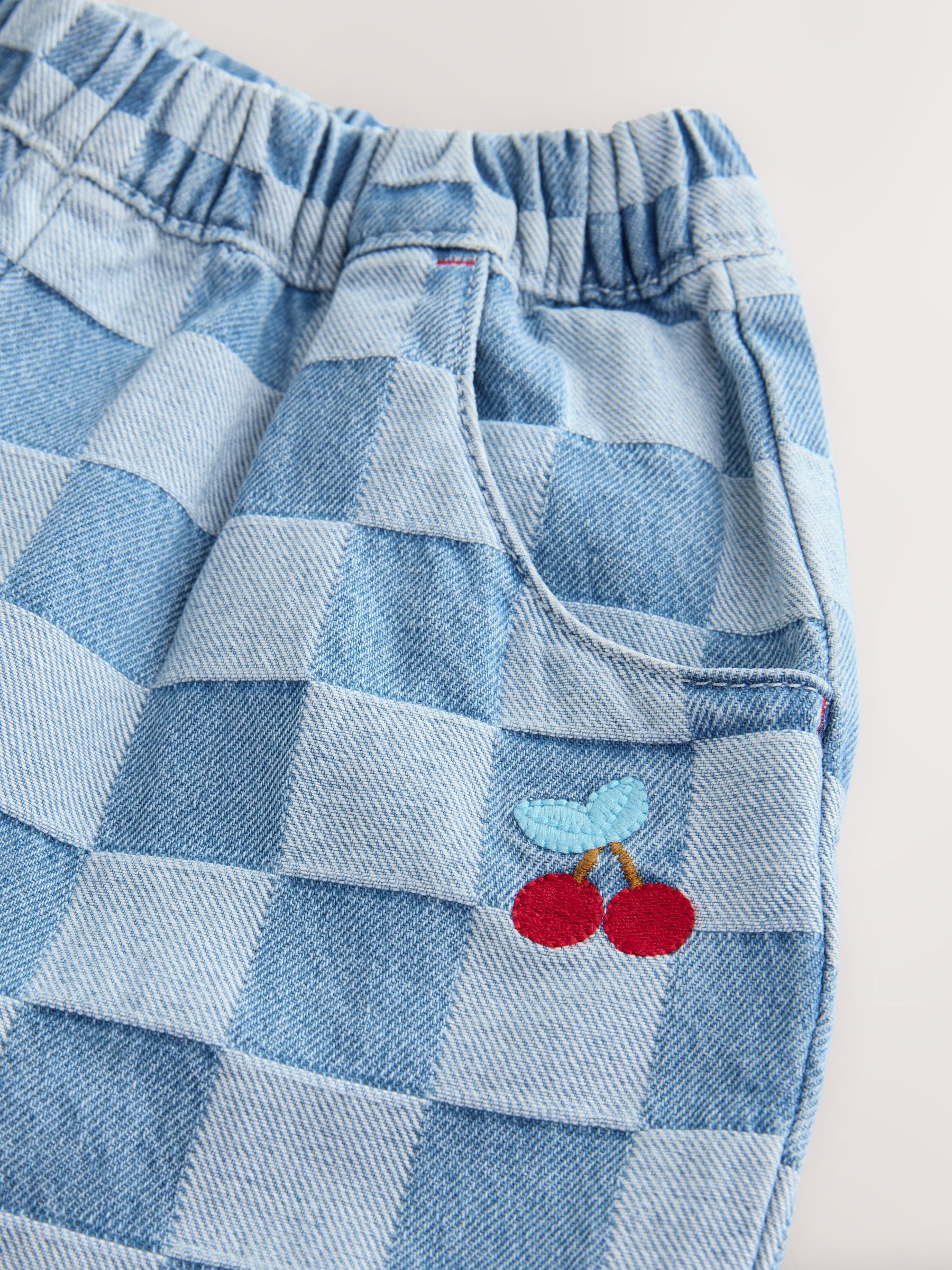Buy Denim Checkerboard Barrel 100% Cotton Jeans (3mths-7yrs