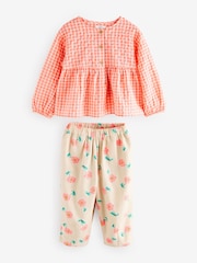 Pink Blouse and Floral Print Trousers Set (3mths-7yrs) - Image 4 of 7