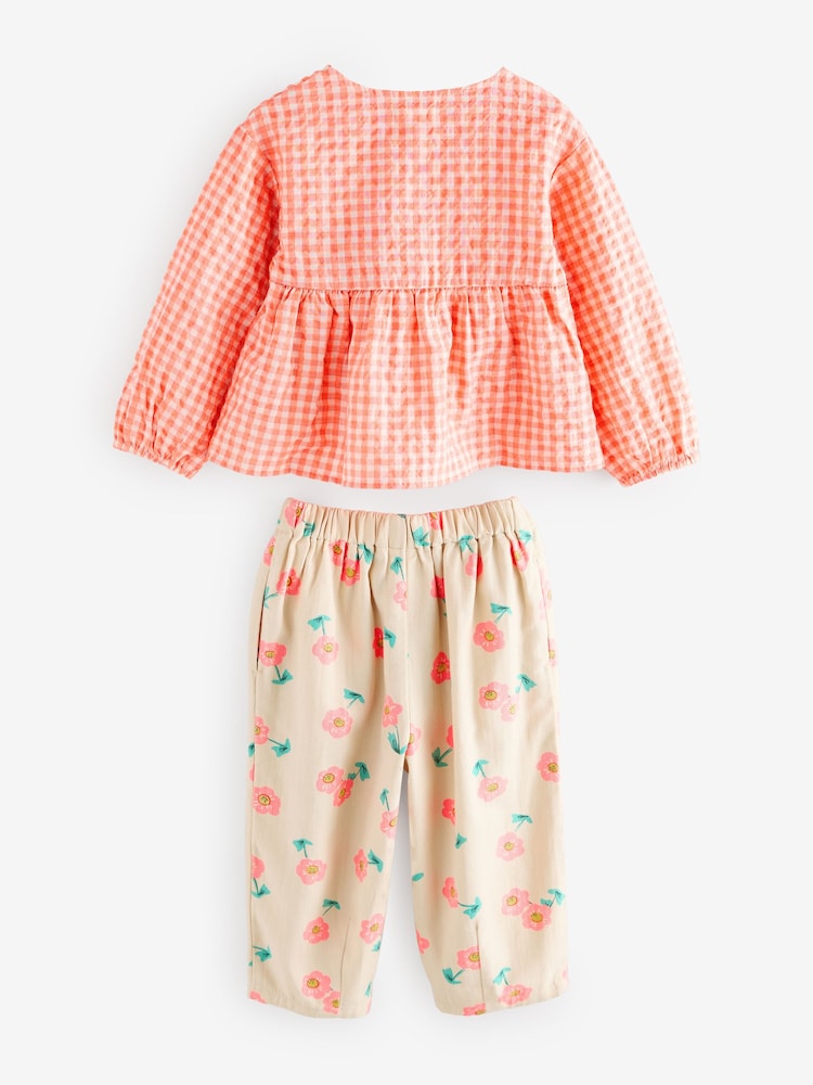 Pink Blouse and Floral Print Trousers Set (3mths-7yrs) - Image 5 of 7