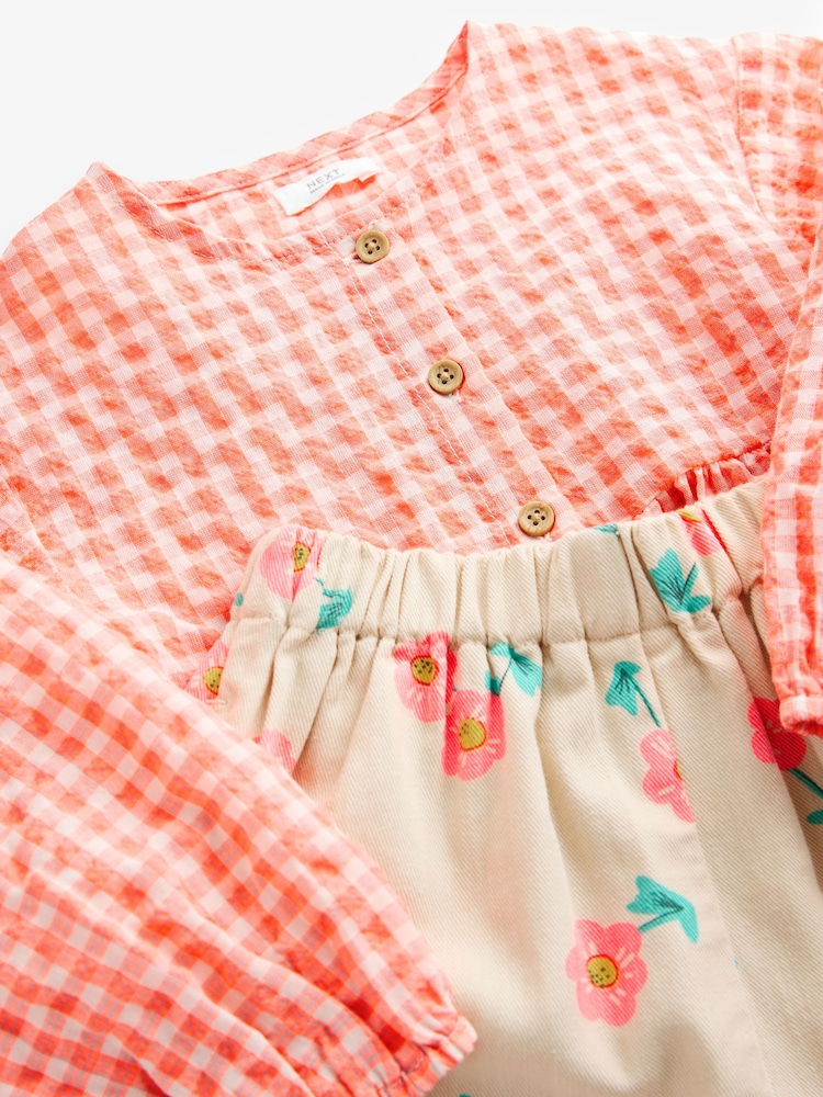 Pink Blouse and Floral Print Trousers Set (3mths-7yrs) - Image 6 of 7