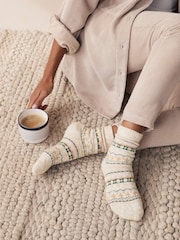 Neutral Fairisle Pattern Thermal Ankle Socks 2 Pack - Image 1 of 1