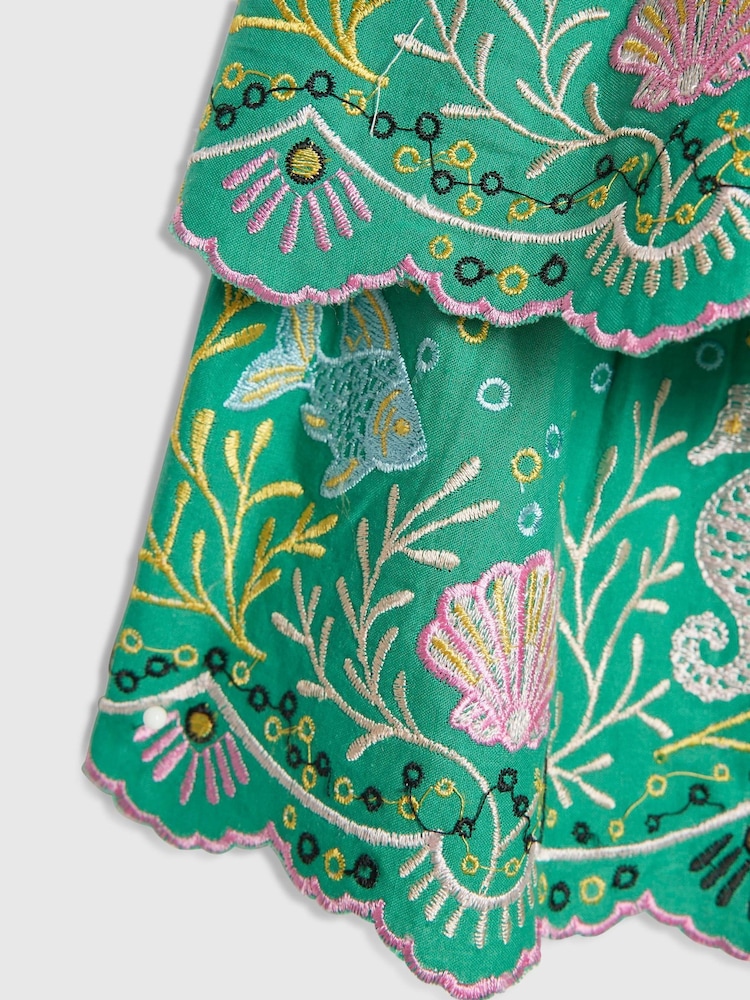 River Island Green Seahorse Beaded Frill Top & Rara Skirt Set - Image 4 of 4