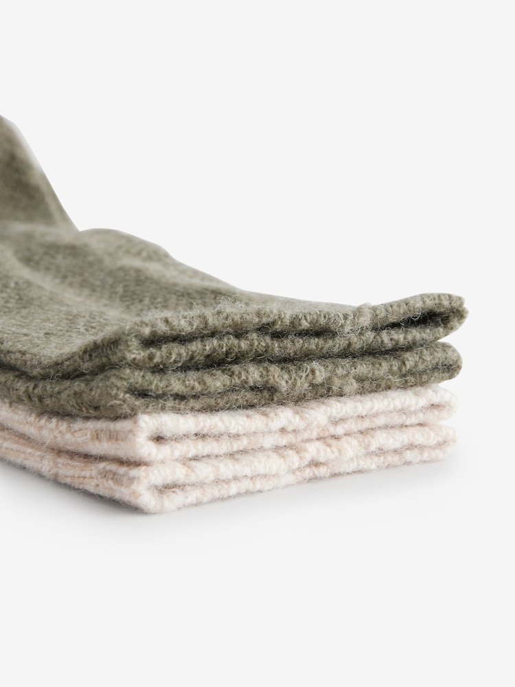 Beige/Khaki Textur - Knöchelsocken mit Lammwolle im 2er-Pack - Bild 7 von 7