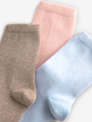 Pink/Blue/Camel Thermal Merino Wool Blend Ankle Socks 3 Pack - Image 5 of 6