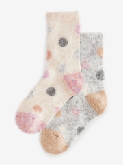 Pink/Grey Spots Thermal Ankle Socks 2 Pack - Image 1 of 5