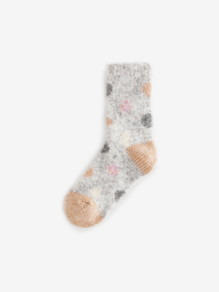 Pink/Grey Spots Thermal Ankle Socks 2 Pack - Image 2 of 5