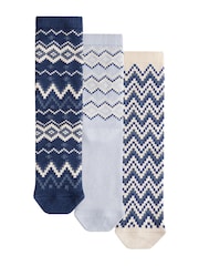 Blue Fairisle Pattern Ankle Socks 3 Pack Containing Wool - Image 3 of 6