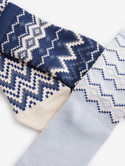Blue Fairisle Pattern Ankle Socks 3 Pack Containing Wool - Image 6 of 6