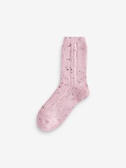 Pink Cable Super Soft Heavyweight Ankle Socks 3 Pack - Image 4 of 6