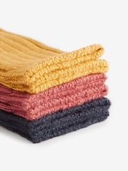 Navy/Ochre/Rust Ribbed Super Soft Heavyweight Ankle Socks 3 Pack - Image 5 of 6