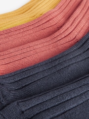 Navy/Ochre/Rust Ribbed Super Soft Heavyweight Ankle Socks 3 Pack - Image 6 of 6