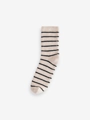 Black/Neutral Stripe Ankle Socks 2 Pack Containing Lambswool - Image 4 of 7