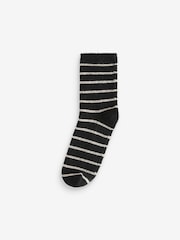 Black/Neutral Stripe Ankle Socks 2 Pack Containing Lambswool - Image 5 of 7