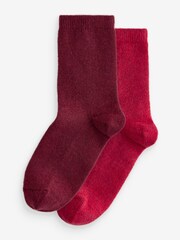 Red/Berry Thermal Merino Wool Blend Ankle Socks 2 Pack with Cashmere - Image 1 of 5