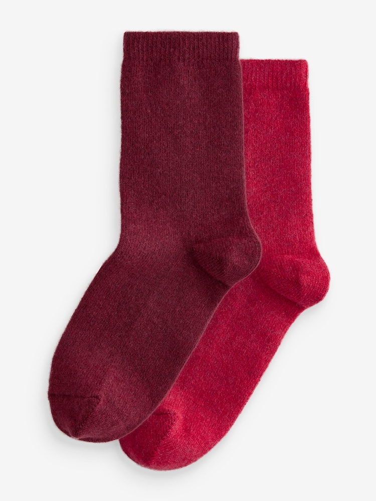 Red/Berry Thermal Merino Wool Blend Ankle Socks 2 Pack with Cashmere - Image 1 of 5