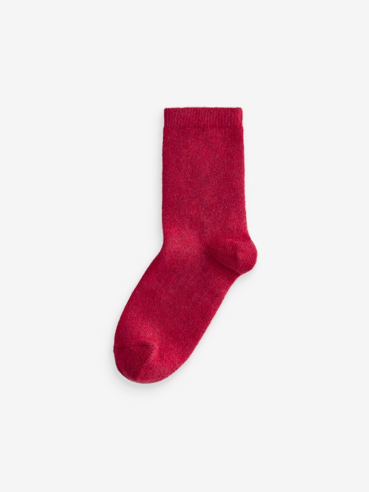 Red/Berry Thermal Merino Wool Blend Ankle Socks 2 Pack with Cashmere - Image 2 of 5