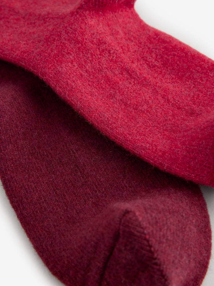 Red/Berry Thermal Merino Wool Blend Ankle Socks 2 Pack with Cashmere - Image 5 of 5