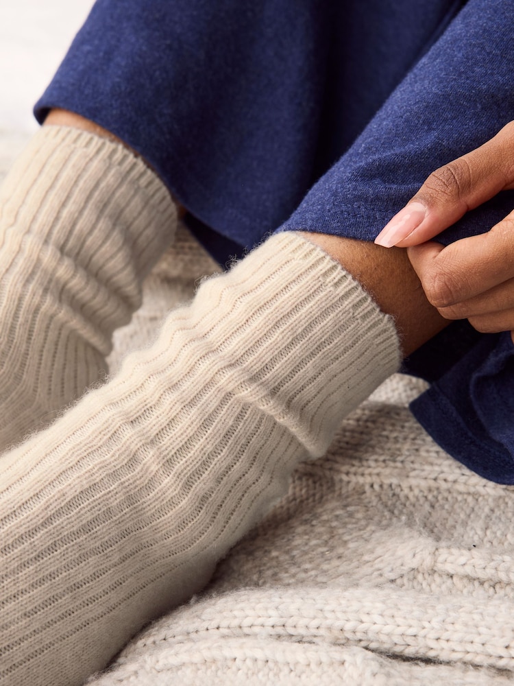 Cream Premium Ankle Socks 1 Pack Containing Cashmere - Image 2 of 5