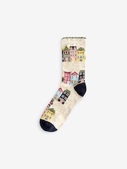 Scenic Houses In Snow Christmas Pattern Ankle Socks 4 Pack - Image 2 of 7
