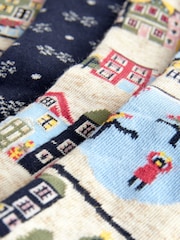 Scenic Houses In Snow Christmas Pattern Ankle Socks 4 Pack - Image 5 of 7