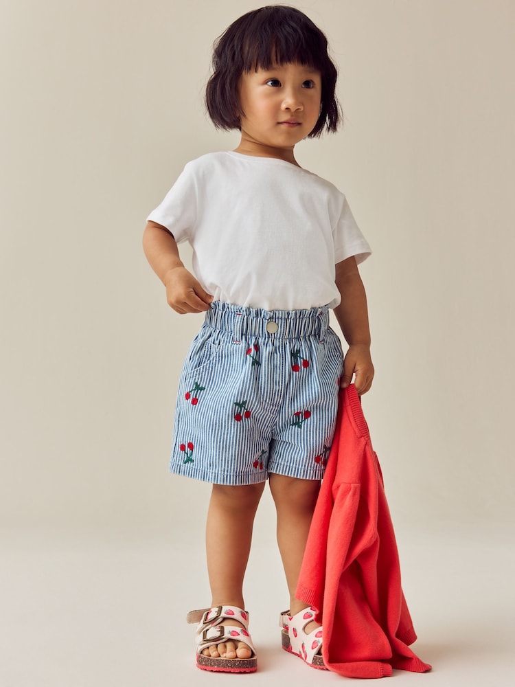 Stripe Cherry Denim 100% Cotton Shorts (3mths-7yrs) - Image 2 of 9