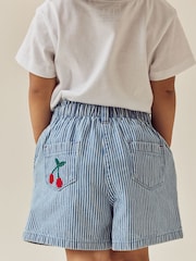 Stripe Cherry Denim 100% Cotton Shorts (3mths-7yrs) - Image 3 of 9