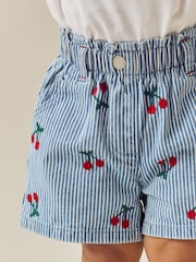 Stripe Cherry Denim 100% Cotton Shorts (3mths-7yrs) - Image 4 of 9