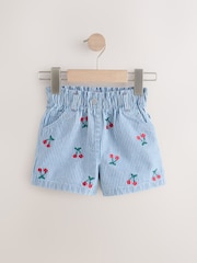 Stripe Cherry Denim 100% Cotton Shorts (3mths-7yrs) - Image 6 of 9