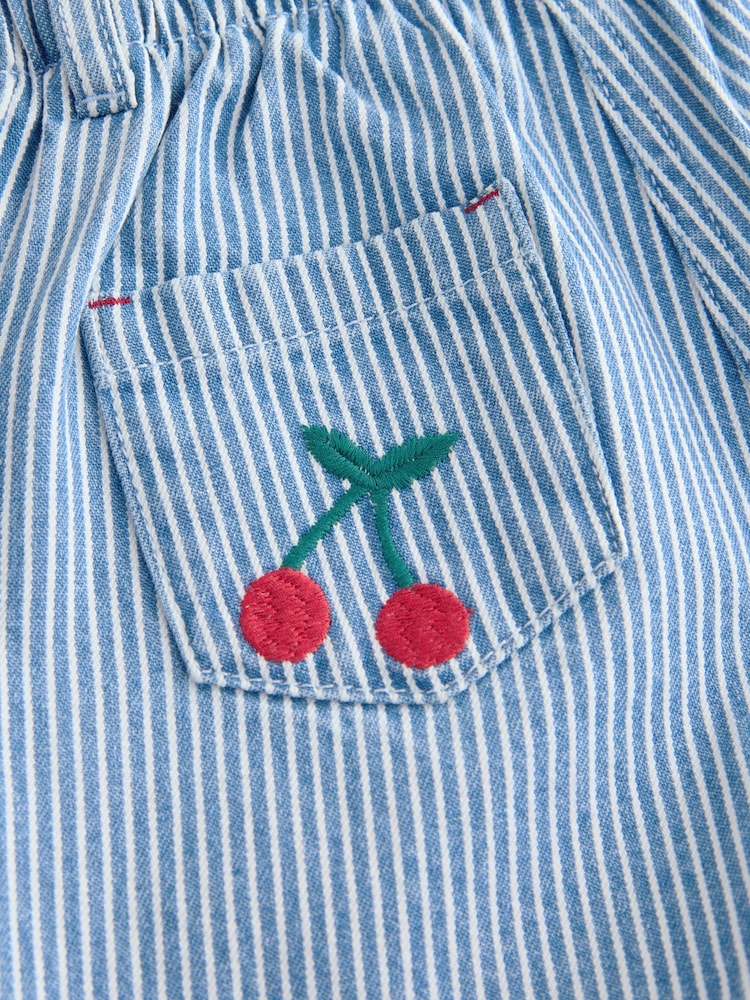Stripe Cherry Denim 100% Cotton Shorts (3mths-7yrs) - Image 9 of 9