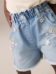 Denim 100% Cotton Floral Print Shorts (3mths-7yrs) - Image 1 of 8