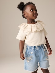 Denim 100% Cotton Floral Print Shorts (3mths-7yrs) - Image 2 of 8