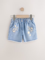 Denim 100% Cotton Floral Print Shorts (3mths-7yrs) - Image 5 of 8