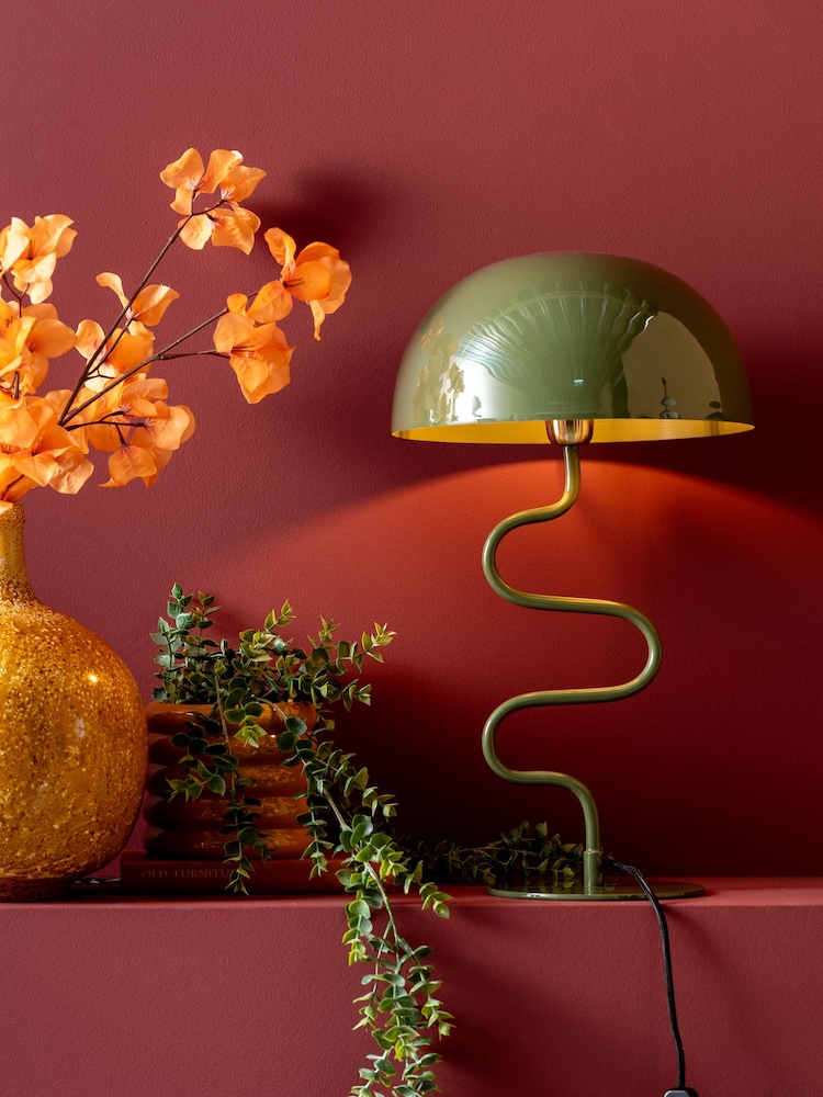 Leitmotiv Jungle Green Twist Enamel Table Lamp - Image 1 of 4