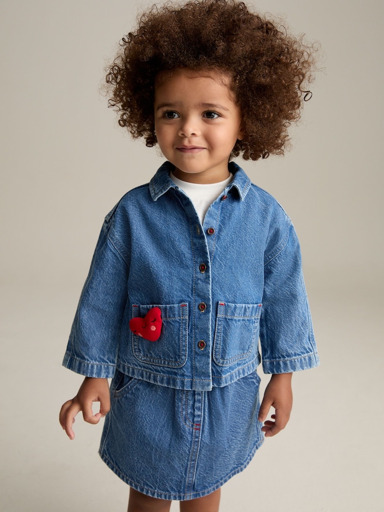 Denim Dark Wash Denim 100% Cotton Shirt and Skirt Set (3mths-7yrs) - Image 2 of 8