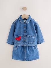 Denim Dark Wash Denim 100% Cotton Shirt and Skirt Set (3mths-7yrs) - Image 6 of 8
