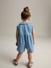 Denim Shirt Collar 100% Cotton Playsuit (3mths-7yrs) - Image 2 of 8