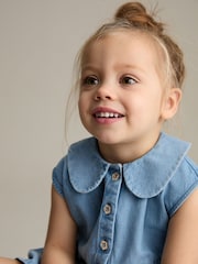 Denim Shirt Collar 100% Cotton Playsuit (3mths-7yrs) - Image 3 of 8