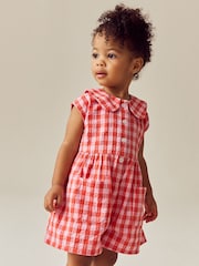 Red Shirt Collar 100% Cotton Playsuit (3mths-7yrs) - Image 1 of 8