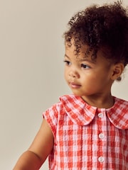 Red Shirt Collar 100% Cotton Playsuit (3mths-7yrs) - Image 4 of 8