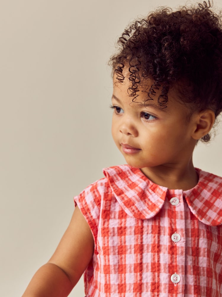 Red Shirt Collar Playsuit (3mths-7yrs) - Image 4 of 8