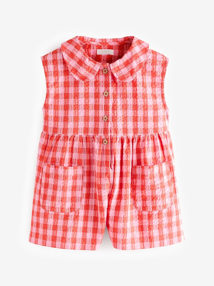 Red Shirt Collar Playsuit (3mths-7yrs) - Image 5 of 8