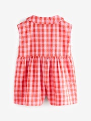 Red Shirt Collar 100% Cotton Playsuit (3mths-7yrs) - Image 6 of 8