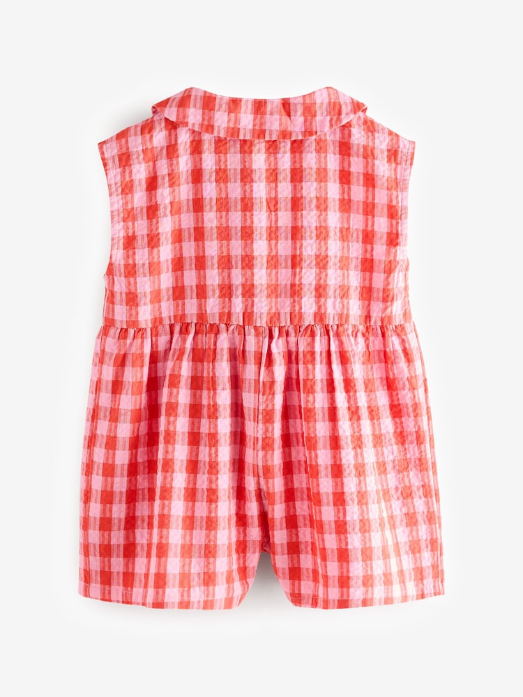 Red Shirt Collar Playsuit (3mths-7yrs) - Image 6 of 8