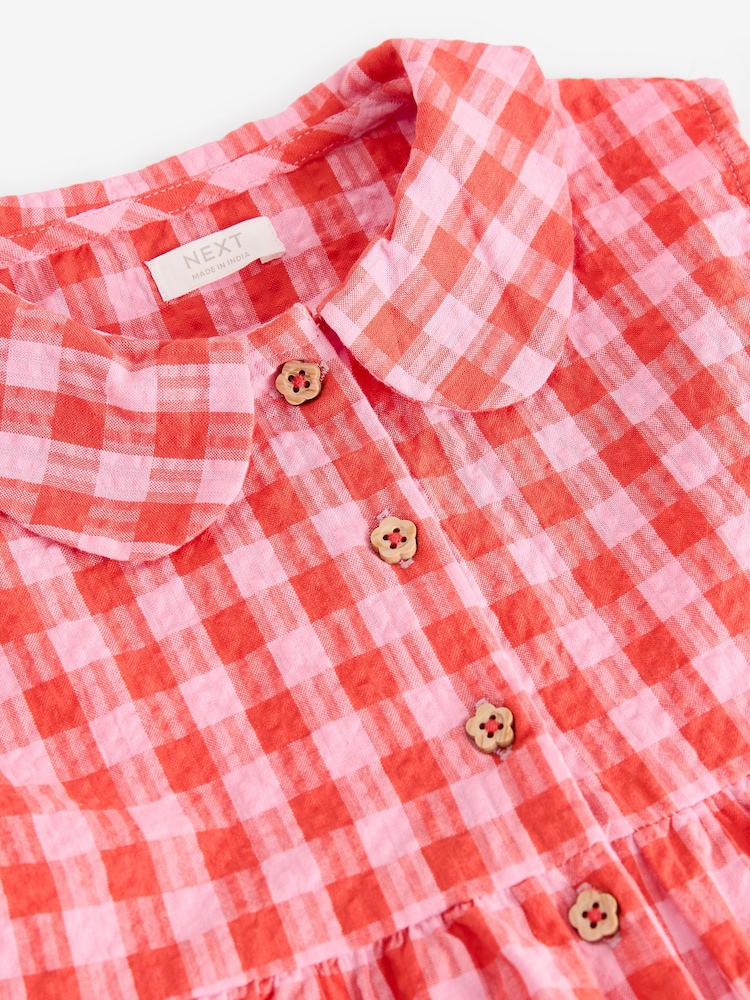 Red Shirt Collar 100% Cotton Playsuit (3mths-7yrs) - Image 8 of 8