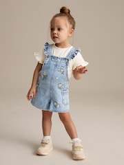 Denim 100% Cotton Pretty Blouse Dungaree (3mths-7yrs) - Image 1 of 9