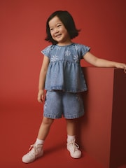 Denim 100% Cotton Floral Top and Shorts Set (3mths-7yrs) - Image 1 of 9