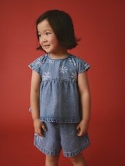 Denim 100% Cotton Floral Top and Shorts Set (3mths-7yrs) - Image 2 of 9