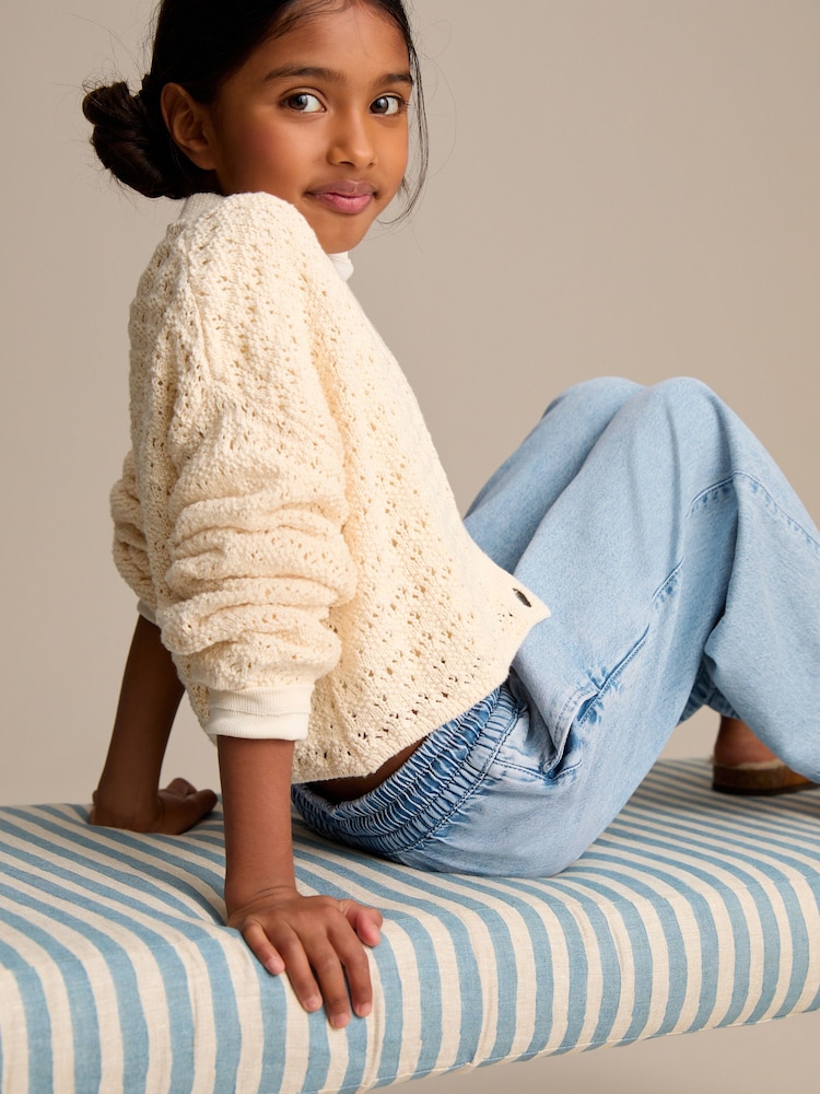 Middenblauw denim - Pull On Wide Leg Jeans (3-16yrs) - Image 4 of 8
