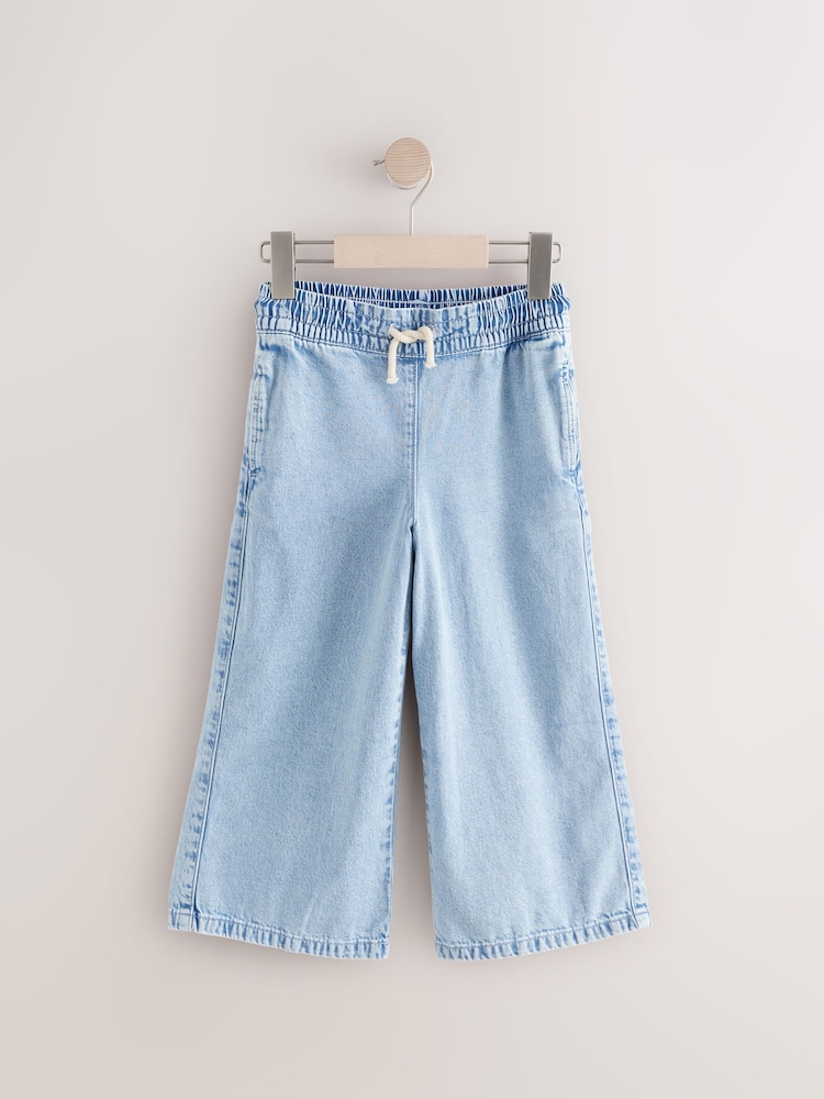 Middenblauw denim - Pull On Wide Leg Jeans (3-16yrs) - Image 6 of 8